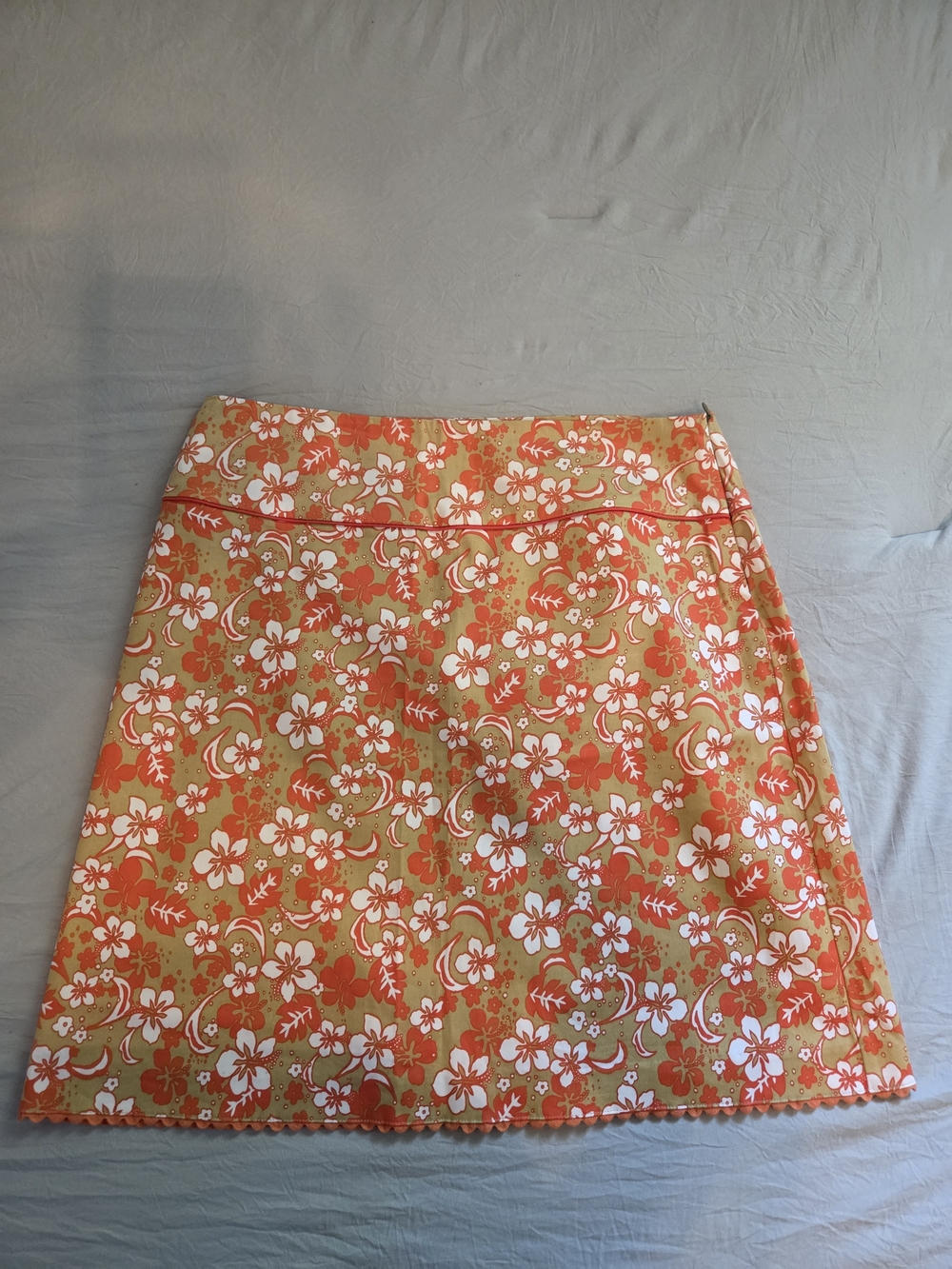 Shaorn Anthony Floral A-Line Mini Skirt in Orange and White